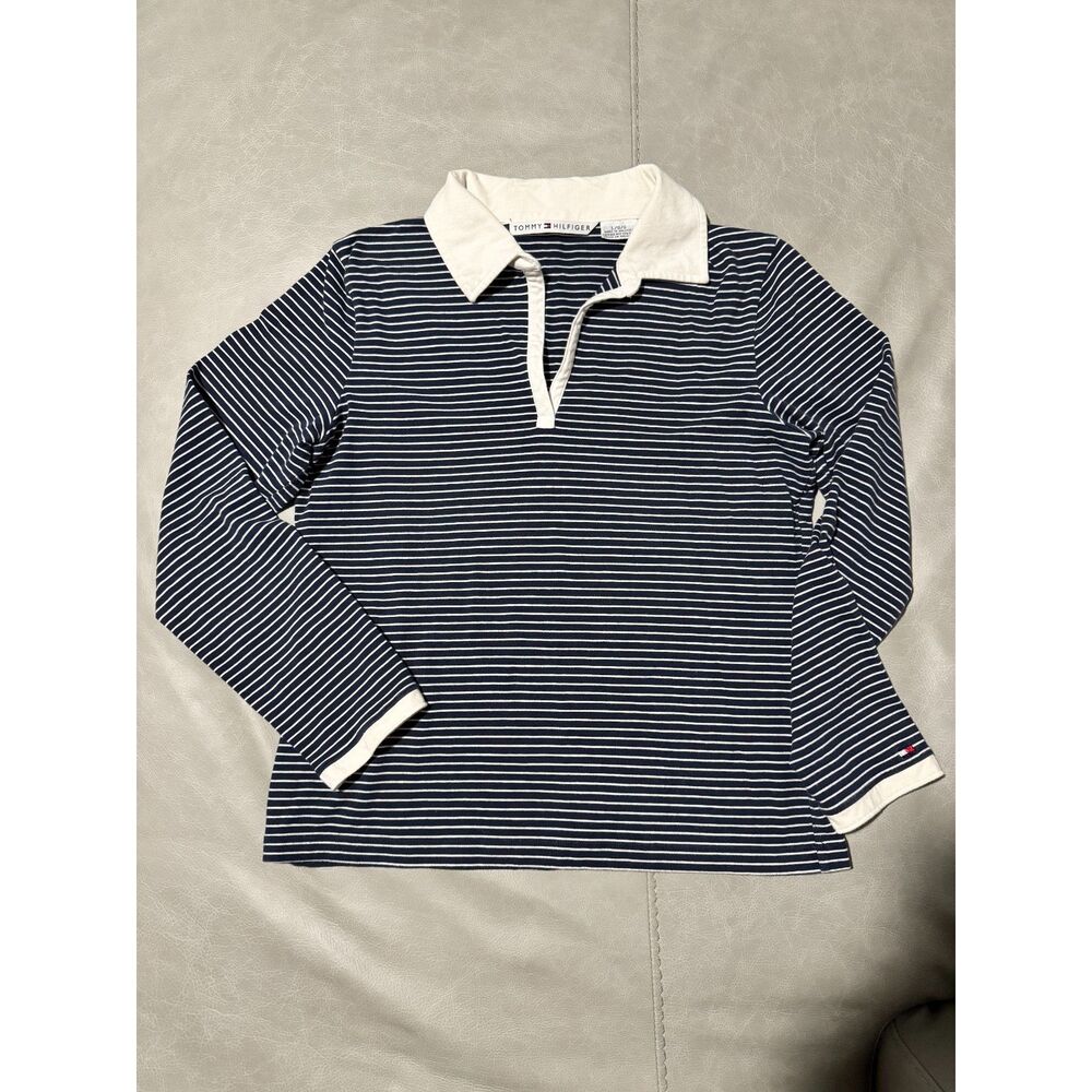 Vintage Y2K Tommy Hilfiger Striped Rugby Long Sleeve Polo Shirt